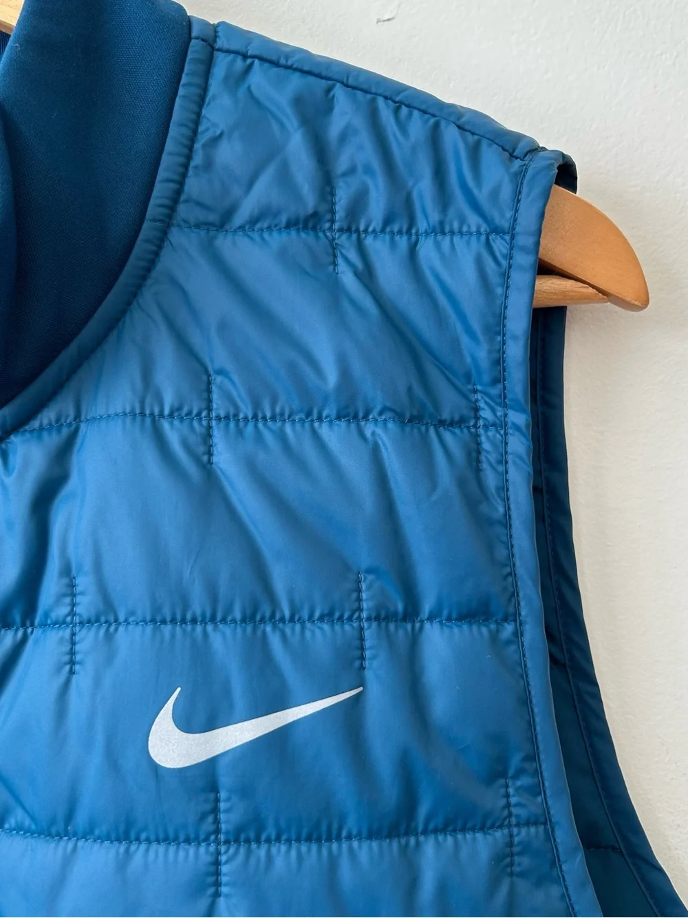Nike Running Puffer Vest Women Size 3X Blue Therma-Fit Full Zip Lightweight